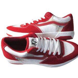 Vans Men's Rowan Zorilla 2 Tone Red White Suede Canvas Skate Shoes sizes NIB